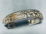 Art In The Details!! Vintage Native American Navajo Turquoise Inlay Sterling Silver Bracelet-Nativo Arts