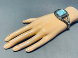 Stunning Vintage Native American Navajo Blue Gem Turquoise Sterling Silver Bracelet-Nativo Arts