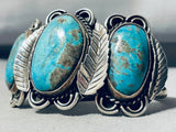 One Of The Best Vintage Native American Navajo Blue Diamond Turquoise Sterling Silver Bracelet-Nativo Arts
