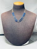 One Of The Coolest Vintage Native American Navajo Azurite Sterling Silver Necklace-Nativo Arts