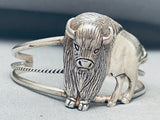 Native American Detailed Buffalo Vintage Navajo Sterling Silver Bracelet Cuff-Nativo Arts