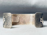 Highly Detailed Vintage Native American Navajo Sterling Silver Hand Bracelet