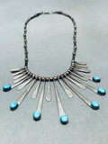 Dangling Turquoise Vintage Native American Navajo Sterling Silver Necklace-Nativo Arts