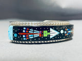 Space Travel Inlay Native American Navajo Turquoise Sterling Silver Bracelet-Nativo Arts