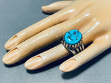 Stunning Vintage Native American Navajo Blue Sky Turquoise Sterling Silver Ring-Nativo Arts