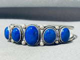 Radiant Native American Navajo 5 Lapis Sterling Silver Bracelet-Nativo Arts