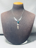 Fabulous Native American Navajo Bisbee Turquoise Sterling Silver Necklace-Nativo Arts