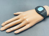 Rare Sectioned Flank Vintage Native American Navajo Turquoise Sterling Silver Bracelet-Nativo Arts