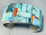 121 Gram Les James Turquoise Inlay Native American Navajo Sterling Silver Bracelet-Nativo Arts