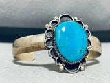 Stunning Vintage Native American Navajo Blue Gem Turquoise Sterling Silver Bracelet-Nativo Arts