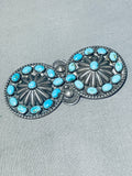 Elegant Vintage Native American Navajo Blue Gem Turquoise Sterling Silver Pin-Nativo Arts