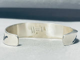 6 Inch Wrist Rare Vintage Native American Navajo White Agate Sterling Silver Bracelet Cuff-Nativo Arts