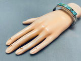 7 Inch Wrist Sleek Vintage Native American Navajo Turquoise Sterling Silver Bracelet-Nativo Arts