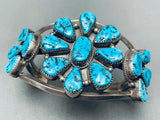 One Of Biggest Teardrop Stone Turquoise Vintage Native American Navajo Sterling Silver Bracelet-Nativo Arts