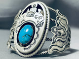 Master Detail Vintage Native American Navajo Turquoise Hogan Sterling Silver Bracelet-Nativo Arts