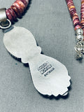 Dynamic Vintage Native American Navajo Purple Spiny Oyster Sterling Silver Necklace Signed-Nativo Arts