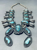 Gasp! Vintage Native American Navajo Bisbee Turquoise Sterling Silver Squash Blossom Necklace-Nativo Arts