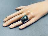 Native American Exceptional Vintage Pilot Mountain Turquoise Sterling Silver Ring-Nativo Arts