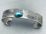 Mario Chavez Vintage Native American Navajo Naja Sterling Silver Turquoise Bracelet-Nativo Arts