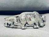 Rhinos Arrr!! Highly Detailed Vintage Sterling Silver Bracelet Cuff-Nativo Arts