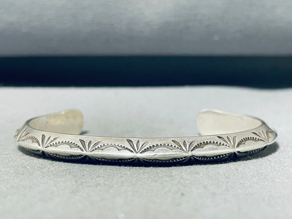 Important Vintage Native American Navajo Signed Alvin Toadacheena Sterling Silver Bracelet-Nativo Arts