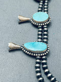 Stunning Vintage Native American Navajo Turquoise Sterling Silver Squash Blossom Necklace-Nativo Arts