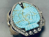 Huge Hand Carved Eagle Turquoise Sterling Silver Bracelet-Nativo Arts