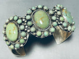 Totally Fab!! Vintage Native American Navajo Green Turquoise Satellite Sterling Silver Bracelet-Nativo Arts
