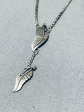Impressive Vintage Native American Zuni Sterling Silver Feather Necklace-Nativo Arts