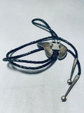 Traditional Vintage Native American Navajo Sterling Silver Bear Bolo Tie-Nativo Arts