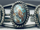 Important Domed Bisbee Turquoise Vintage Native American Navajo Sterling Silver Bracelet-Nativo Arts