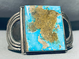 Museum Old Deposit Kingman Turquoise Vintage Native American Navajo Sterling Silver Bracelet-Nativo Arts