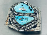 Paul Chee!! Important Vintage Native American Navajo Turquoise Coil Sterling Silver Bracelet-Nativo Arts