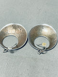 Traditional Vintage Native American Hopi Sterling Silver Earrings-Nativo Arts