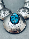 Stunning Vintage Native American Navajo Hand Tooled Sterling Silver Necklace-Nativo Arts