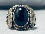 Superior Vintage Native American Navajo Black Onyx Sterling Silver Ring Signed-Nativo Arts