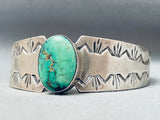 Rare Apache Vintage Navajo Carico Lake Turquoise Sterling Silver Bracelet-Nativo Arts