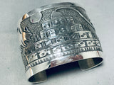 Jaw-dropping Pueblo Native American Navajo Sterling Silver Signed Wide Bracelet-Nativo Arts