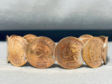 Jaw-dropping Native American Navajo #8 Turquoise Mine & Indian Head Pennies Bracelet-Nativo Arts