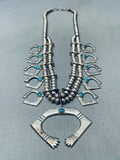 One Of The Best Vintage Native American Navajo Turquoise Sterling Silver Squash Blossom Necklace-Nativo Arts