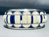 Dj Stewart 5-1/2' 5.5 Wrist Vintage Native American Navajo Sterling Siulver Inlay Bracelet-Nativo Arts
