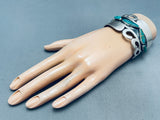 Waves Of Silver Vintage Native American Navajo Turquoise Sterling Bracelet-Nativo Arts