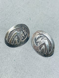 Amazing Vintage Native American Hopi Sterling Silver Earrings-Nativo Arts