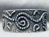 Heavy Vintage Native American Navajo Twirled Rope Sterling Silver Bracelet Cuff