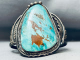 Rare 'Old Deposit Kingman' Turquoise Vintage Native American Navajo Sterling Silver Bracelet-Nativo Arts