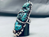 One Of The Best Nugget Turquoise Vintage Native American Navajo Sterling Silver Ring-Nativo Arts