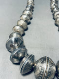 519 Grams!!!!!!! Vintage Native American Navajo Coin Silver Heavy Pearl Necklace- Wow!-Nativo Arts