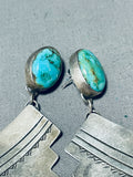 One Of The Most Unique Ever Vintage Native American Navajo Turquoise Sterling Silver Earrings-Nativo Arts