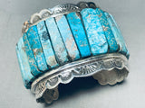 158 Grams Heavy Native American Navajo Turquoise Inlay Sterling Silver Bracelet-Nativo Arts