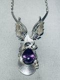 Les Baker Amethyst Vintage Sterling Silver Necklace Navajo!-Nativo Arts